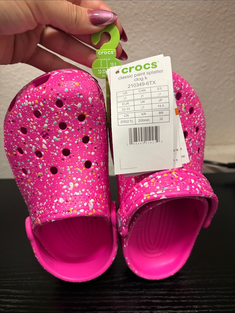 CROCS Kids Classic Paint Splatter Clog - Bright Pink